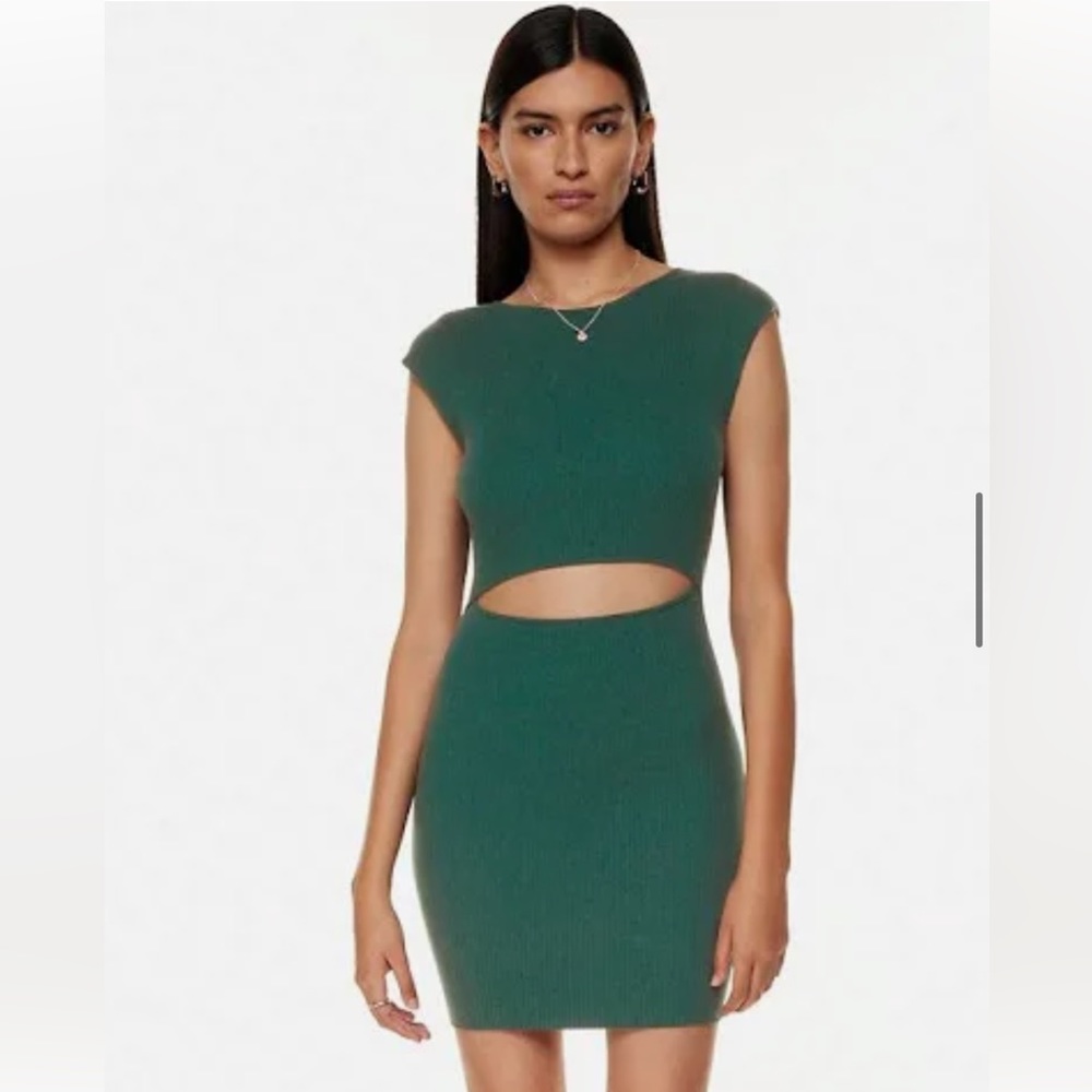 Aritzia green cut-out mini dress